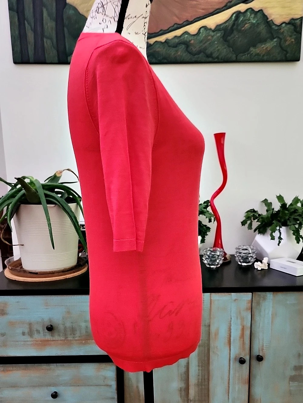 NWT Banana Republic 100% Merino Wool Elbow-Sleeve Sweater-Coral/Red - Picture 4 of 9
